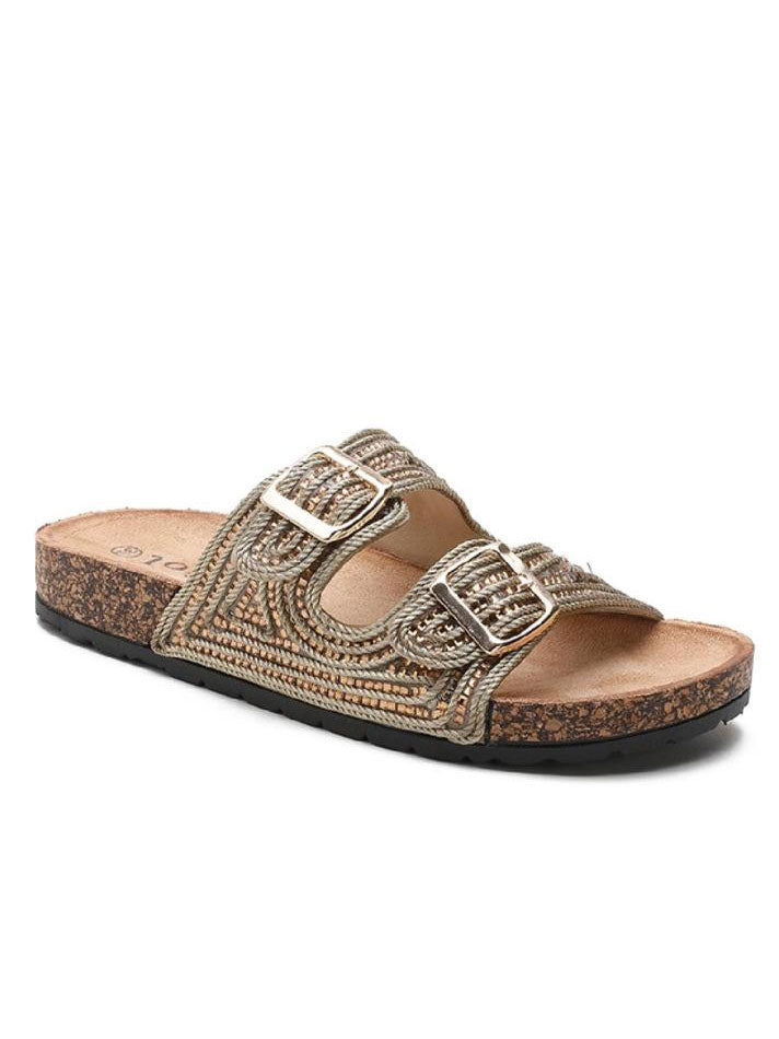 Ria - Shiny slippers med similisten og spænder